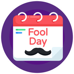 
An april fools day calendar icon in flat round design

