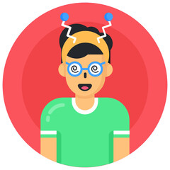 
A crazy glasses prank flat round icon 

