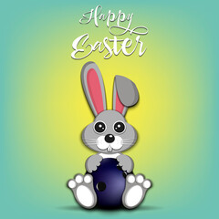 Happy Easter. Easter Rabbit with bowling ball