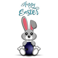 Happy Easter. Easter Rabbit with bowling ball