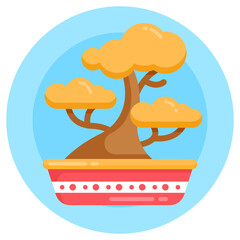 
Chinese trees icon, flat design of bonsai 

