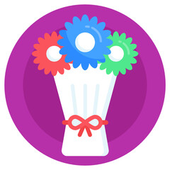 
A floral bouquet icon in flat design 

