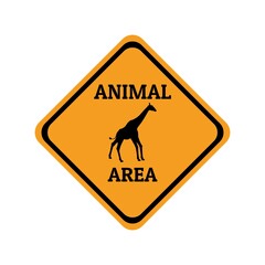 giraffe animal warning traffic sign flat design vector illustration