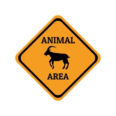 wild goat animal warning traffic sign flat design vector illustration