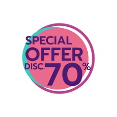 discount 70 percent Sale Deal Special Promotion price Tag sign shop retail business Vector illustration
