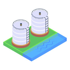 
Isometric silos icon in editable design 

