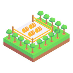 
An icon of farm fields isometric design 

