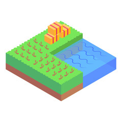 
An icon of farm fields isometric design 

