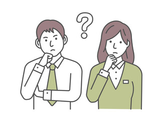 Vector Illustration of young businessman and businesswoman having a question