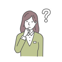 Vector Illustration of young business woman having a question