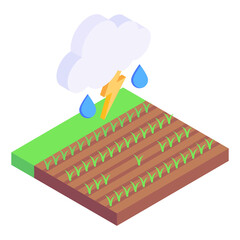 
An icon of farm fields isometric design 

