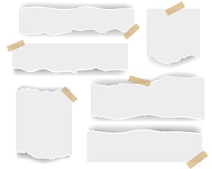 White Ripped paper Isolated White Background With Gradient Mesh, Vector Illustration