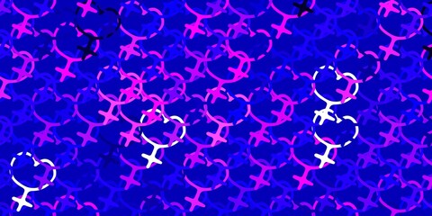 Light Purple, Pink vector background with woman symbols.