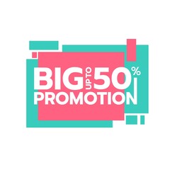 big Promotion discount 50 percent Sale Deal Special price Tag sign shop retail business Vector illustration
