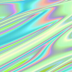 Iridescent vibrant liquid background texture. Fluid Colorful waves abstract render. Shiny acid with smooth folds like waves on a liquid surface.