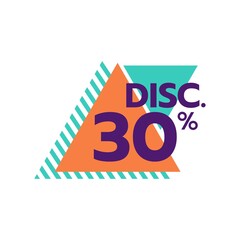 discount 30 percent Sale Deal Special Promotion price Tag sign shop retail business Vector illustration