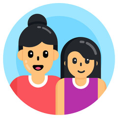 
A mother and daughter flat round icon 

