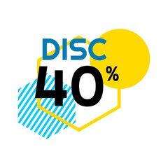 discount 40 percent Sale Deal Special Promotion price Tag sign shop retail business Vector illustration