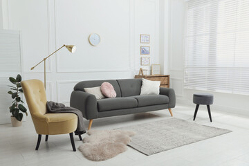 Comfortable sofa in modern living room. Interior design