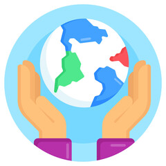 
Global care is creatively designed in flat rounded icon 

