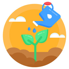 
Watering plant flat rounded premium icon 


