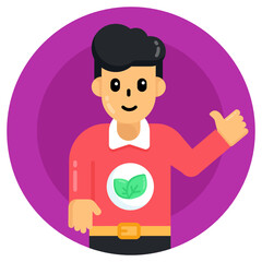 
A flat rounded icon of environmentalist

