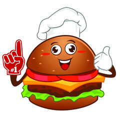 hamburger mascot cartoon in vector