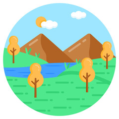 
Grab this eye soothing flat rounded icon of virgin forest 

