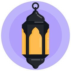 
Have a look at this beautiful flat rounded icon of arabic lantern 

