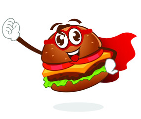 hamburger mascot cartoon in vector