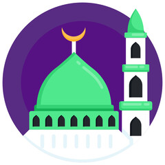 
Download this premium flat rounded icon of mosque building 

