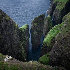 Dunnesdrangar sea stacks and rock formations on Vagar, Faroe Islands.