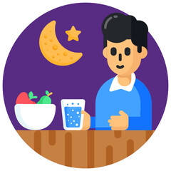 
Creatively designed flat rounded icon of sehri 

