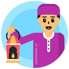 
Creatively designed flat rounded icon of muslim person 

