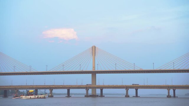 Mandovi River Bridge in daylight, also known as Atal Setu.