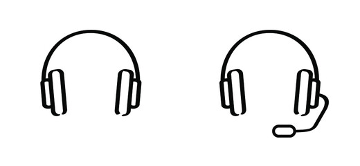headphones withe plug, headsets line pattern sign. For music or for call center. Vector headset icon. Listen to music  Line pattern.