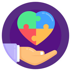 
An autism day sign, flat round icon isolated on light color background 

