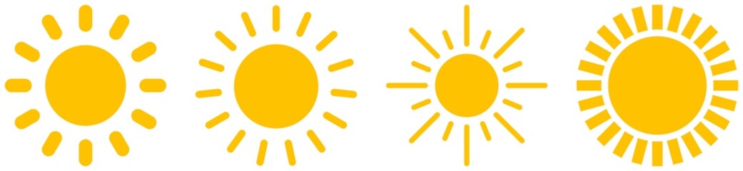 Sonne oder Sonnenschein Symbol Kollektion als Vektor auf einem wei&szlig;en isolierten Hintergrund.