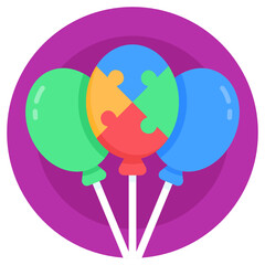 
Very well designed flat icon of autism awareness balloons 

