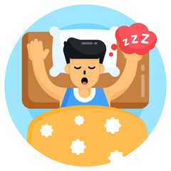 
Flat round icon of sleeping, snoozing concept 

