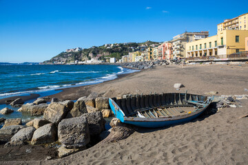 Napoli (Italy) - The seafront and the beach of Bagnoli, on the western outskirts of Naples