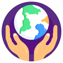 
A well designed icon of global care in flat round vector 

