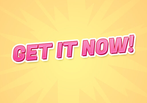 Get it now word concept. Get it now on yellow background. use for cover, banner, blog.