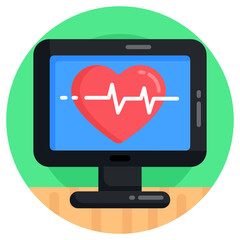 
Electrocardiogram flat round icon download 

