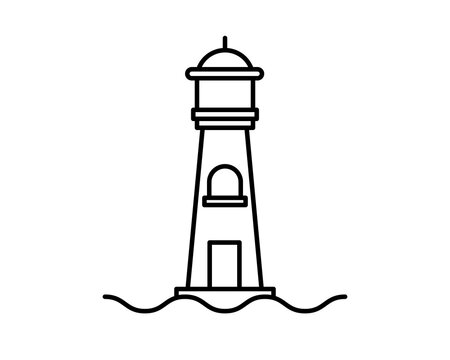 Lighthouse icon, line design. Minimalistic logo design. Vector illustration EPS 10 isolated on white background