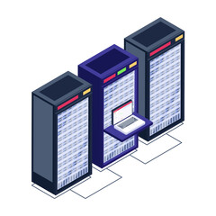 
Icon of data server room in modern isometric design 

