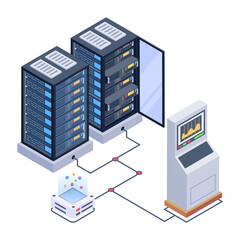 
Icon of data server room in modern isometric design 

