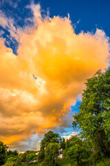 sunset, beautiful landscape and wonderful clouds

