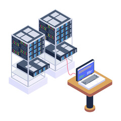 Naklejka premium Icon of data server room in modern isometric design