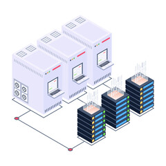 
Icon of data server room in modern isometric design 

